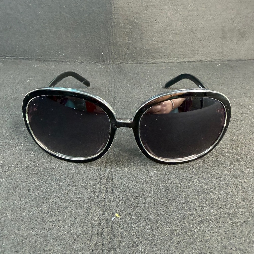 Y2K Oversized Round Sunglasses Bug Eye Black Clear Frame Dark Tint Italy Design